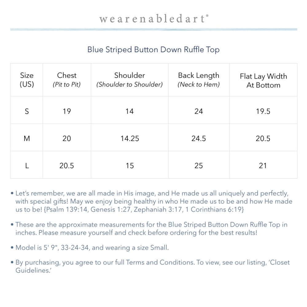 ♡ SOLD OUT! ♡ Blue Striped Button Down Ruffle Top - Picture 8 of 8